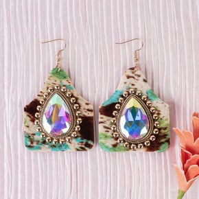 Rhinestone Animal Hide Earrings