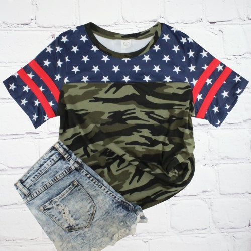 Stars and Camouflage Half Sleeve Top