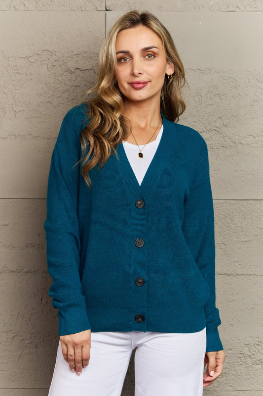 Button Down Cardigan in Teal