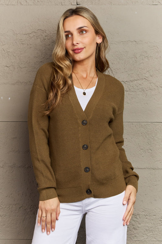 Button Down Cardigan in Olive