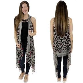 Leopard vest with tassels